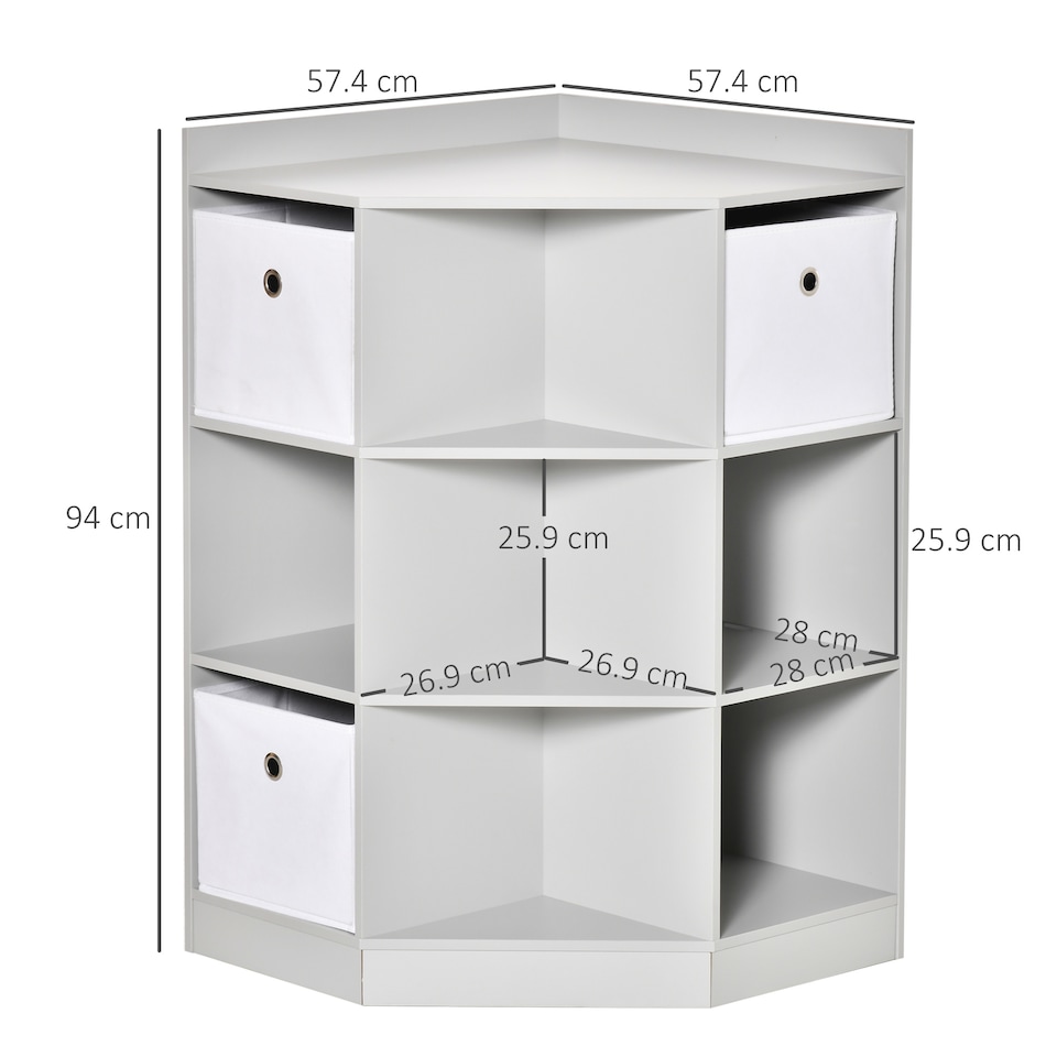 image 1 of HOMCOM Kids Storage Cabinet Corner Organizer with Anti-tipping Hardware Drawer | Grey | 57.4 x 57.4 x 94 cm