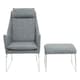 image 3 of Interiors by Premier Grey Fabric Chair with Foot Stool Ottoman, Steel Frame Highback Accent Chair for Office, Lounge, Living Room