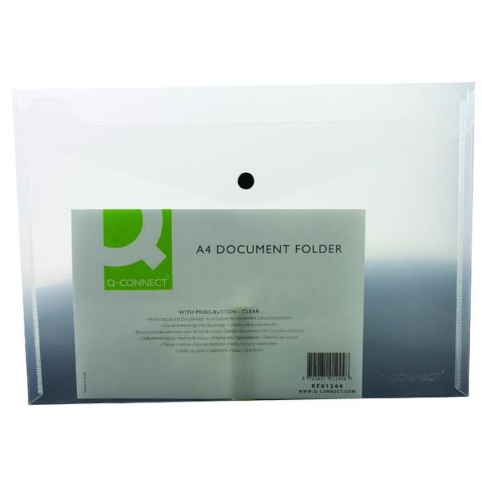 image 1 of Pack of 12 A4 Polypropylene Document Clear Folders