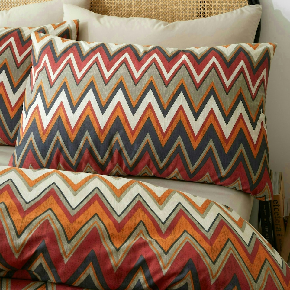 image 1 of Portfolio Home Tyler Zig Zag Geometric Bedding Duvet Cover Set Orange | King