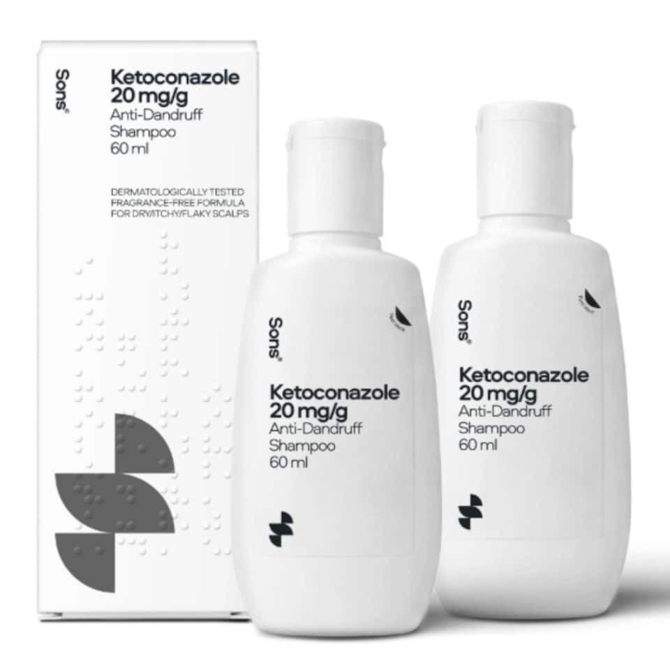 image 1 of Sons Ketoconazole 2% Anti-Dandruff Shampoo, Medicated Scalp Treatment, 2x60ml