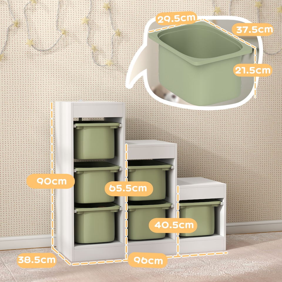 image 1 of AIYAPLAY Kids Toy Storage Unit with Removable Bins, for 3-8 Years, Green