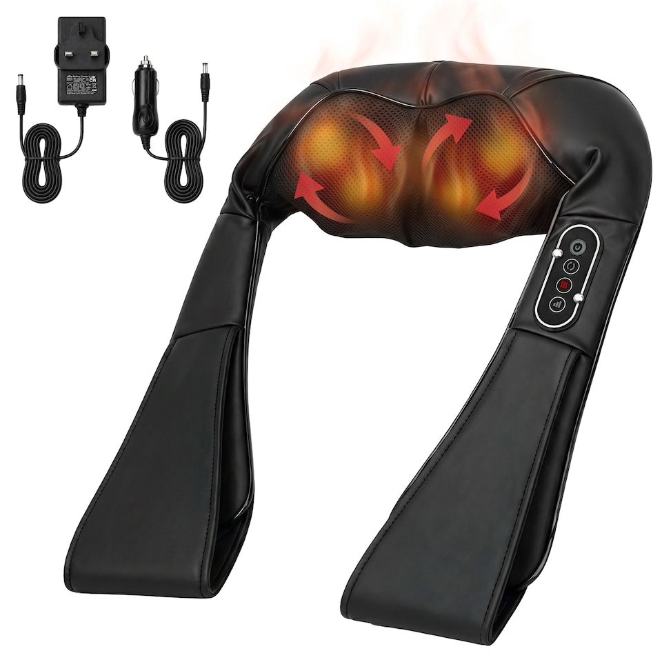 image 1 of HOMCOM Neck Massager with Heat, Deep Tissue Shiatsu 3D Kneading Massager