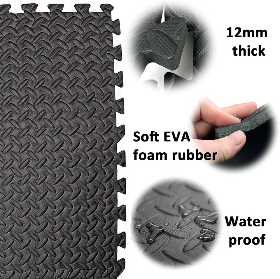 image 1 of Actiasmat - Interlocking Gym Mats EVA Soft Foam Flooring Play Exercise Garage Floor Tiles (16 sqft - 4 Tiles)