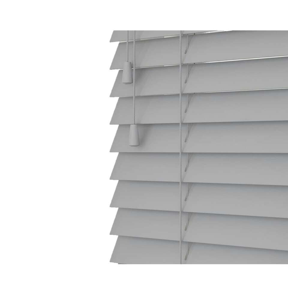 image 1 of 225cm Pebble Grey Wooden Venetian Blinds With Strings (130cm drop) | Grey | Grey