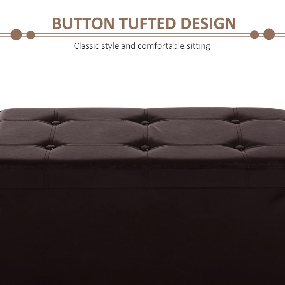 image 1 of HOMCOM Storage Ottoman Tool Box Faux Leather Folding Bench Foot Rest, Brown
