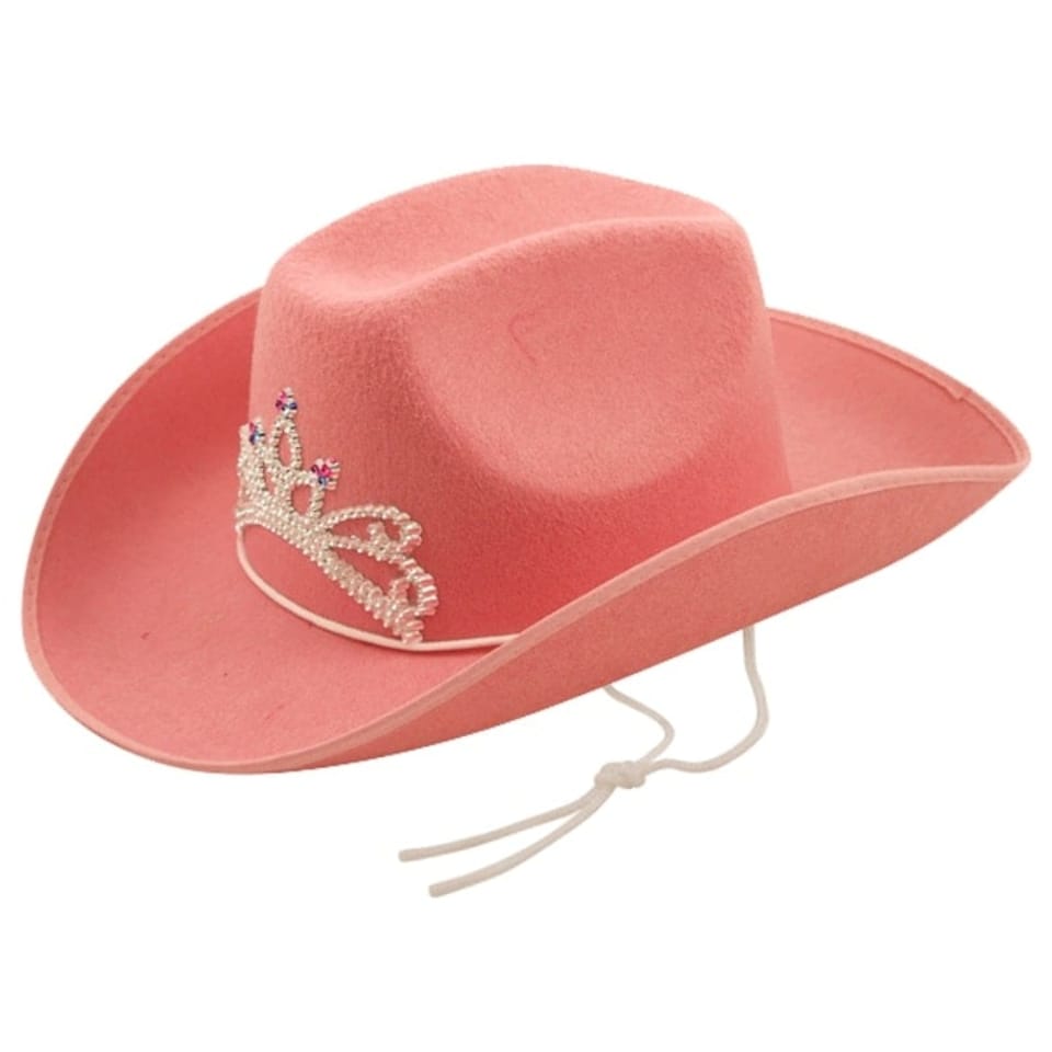 image 1 of Pink Cowboy Hat with Tiara