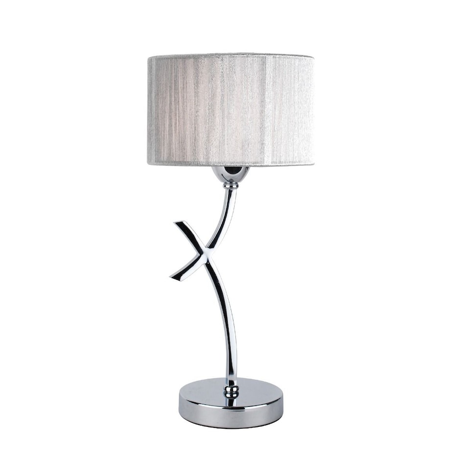image 1 of Justina 43cm  Polished Chrome Table Lamp with Silver String Shade