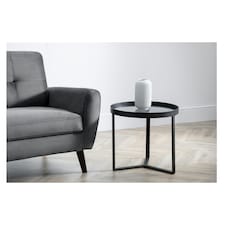 Black Metal with Smoked Glass Lamp Table Black