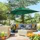image 2 of Outsunny Square Cantilever Roma Parasol, 360-Degree Rotation, Green