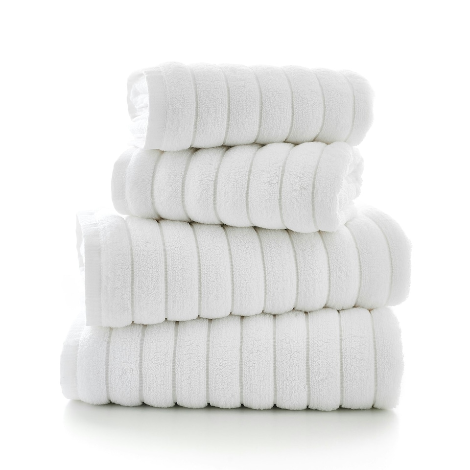 image 1 of Ribbleton 100% Cotton Zerotwist Ribbed Towels – Hand, Bath & Sheet Sizes – Ultra Soft White | White | Bath towel