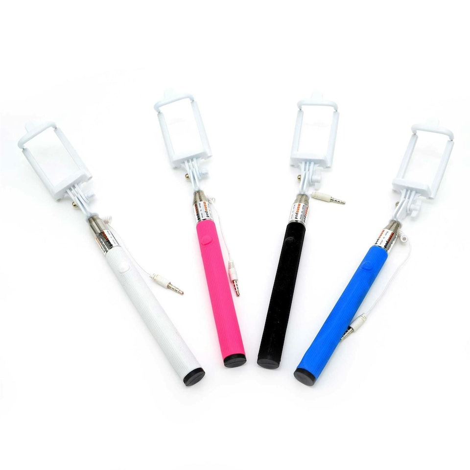 image 1 of White Monopod Selfie Stick Extendable Black | One Size