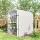 image 7 of Outsunny Walk-in Greenhouse Garden Plant Growhouse with Roll-up Door, White | White | White
