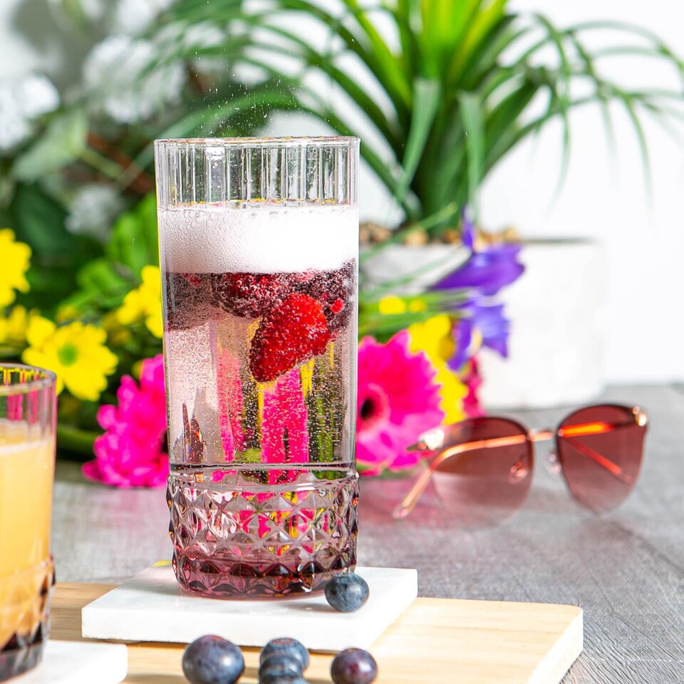 image 1 of Bormioli Rocco America '20s Highball Glasses - 490ml - Lilac Rose - Pack of 6 | Pink | Lilac Rose