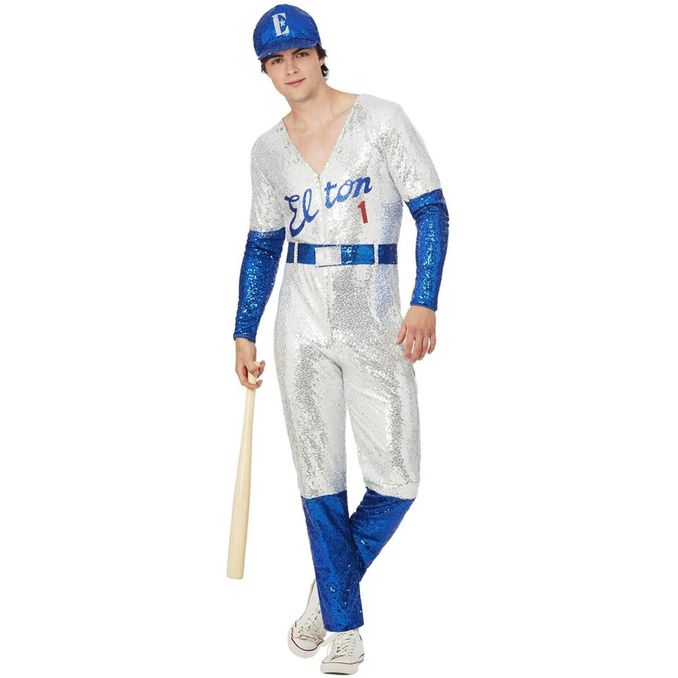 image 1 of Elton John Mens Deluxe Sequin Costume Set - Blue/Silver - S S