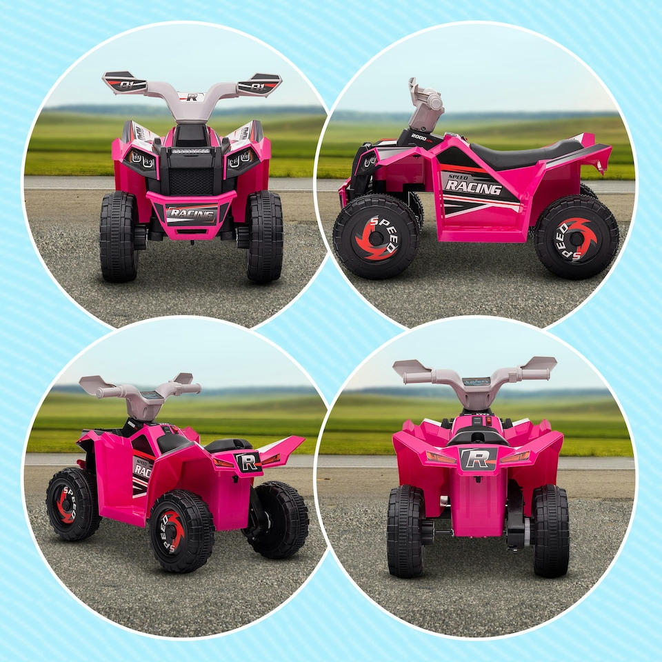 image 1 of HOMCOM Electric Quad Bike, 6V Kids Ride-On ATV, for Ages 18-36 Months - Pink