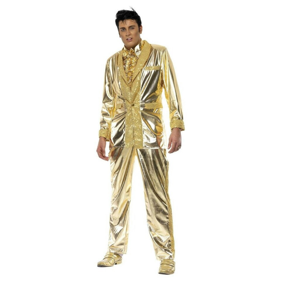 image 1 of Elvis Presley Mens Shiny Costume - Gold - M M