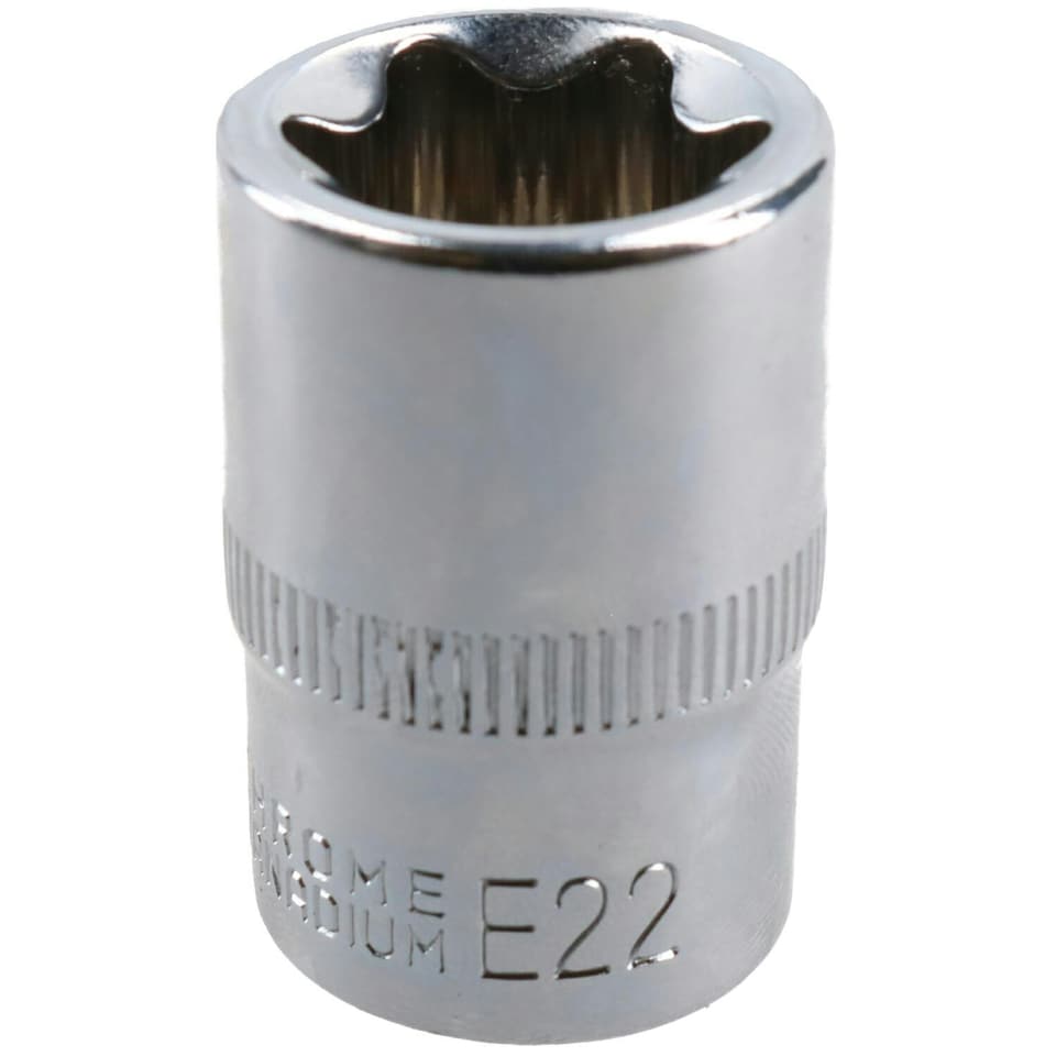 image 1 of E22 Female Torx Socket Star Bit 1/2" Drive Standard External Chrome Vanadium
