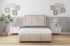 Sloomy Lancaster Sand Naples Divan Bed With Mattress 2 Drawers Footend With 26" Strutted Headboard & 12" Matching Footboard 6' Super King | Cream | Sand | Super King | 1
