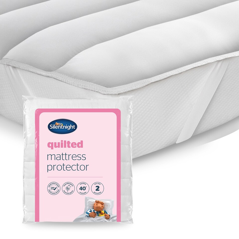 image 1 of Silentnight Quilted Mattress Protector | White | Small Double