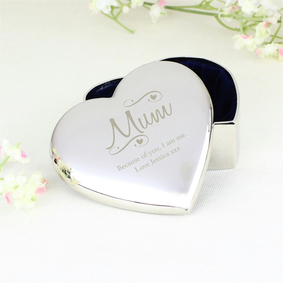 image 1 of Personalised Mum Swirls & Hearts Trinket Box
