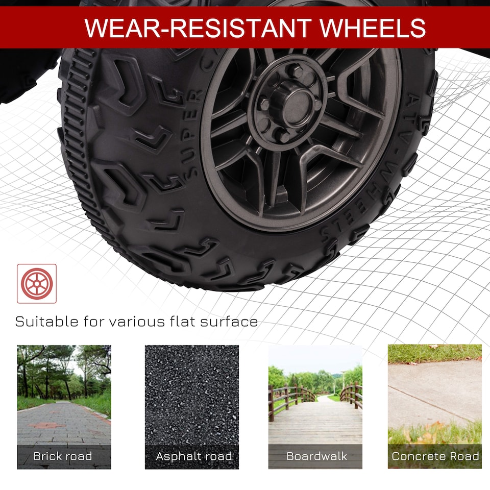 image 1 of HOMCOM 12V Electric Car for Kids, Battery Powered Quad Bike, Ride-On ATV Car with Forward, Reverse Functions, Music, LED Lights, for Ages 3-5 Years - White