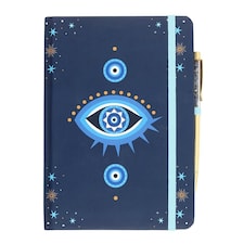 Something Different All Seeing Eye Crystal Chips A5 Notebook with Pen - Blue/Sky Blue/Gold - One Size