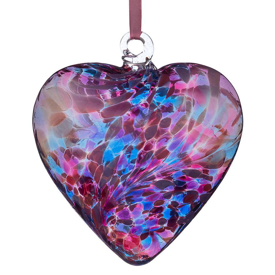 Sienna Glass 12cm Friendship Heart Blue & Pink