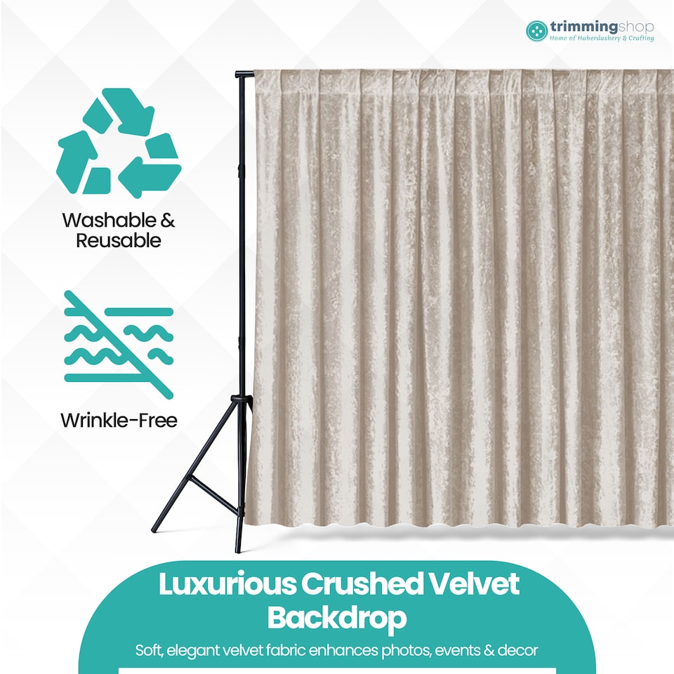 image 1 of 3x3m Crushed Velvet Backdrop, 8cm Rod Pocket Photography Background