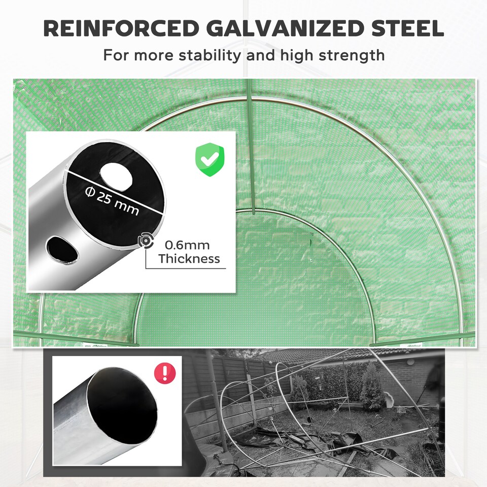 image 1 of Outsunny Greenhouse Polytunnel Walk-in Grow Plant Steel 3 x 2 m Outdoor
