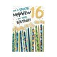image 1 of Words 'n' Wishes 16th Birthday Card for Nephew, Patterned & Foiled Letters With Candles, Multicoloured, 23.5 x 16.5 cms