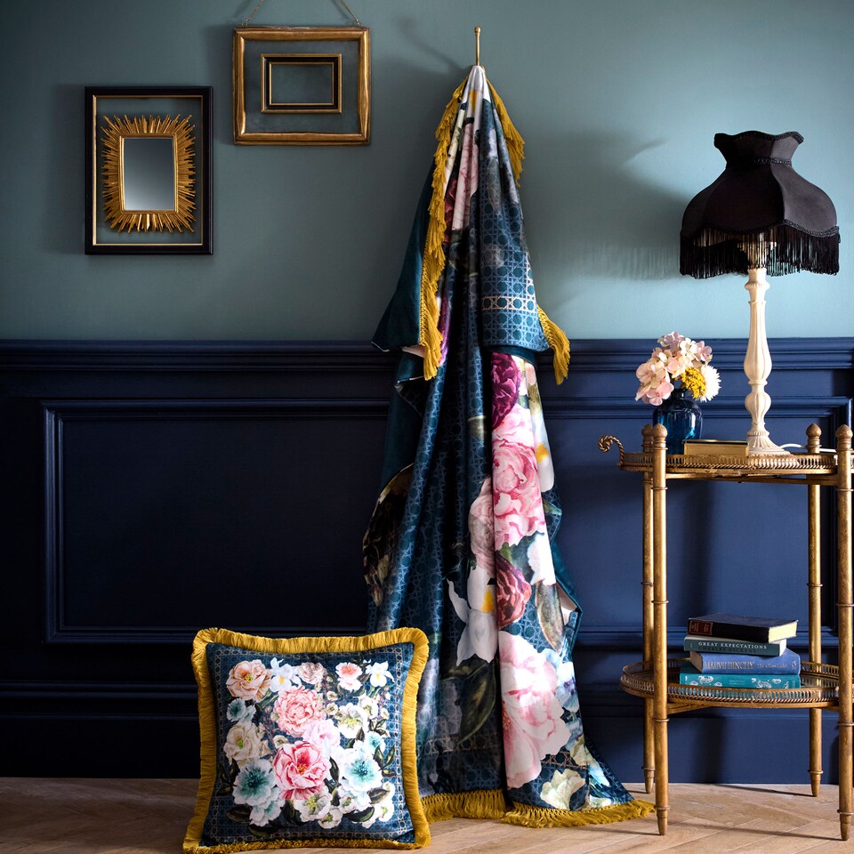 image 1 of Laurence Llewelyn-Bowen Bouquet List Throw Blue