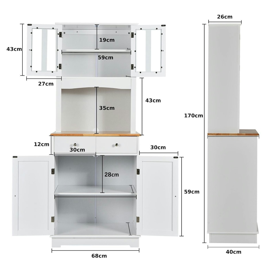 image 1 of COSTWAY Kitchen Pantry Cabinet Buffet Cupboard W/ Drawer White