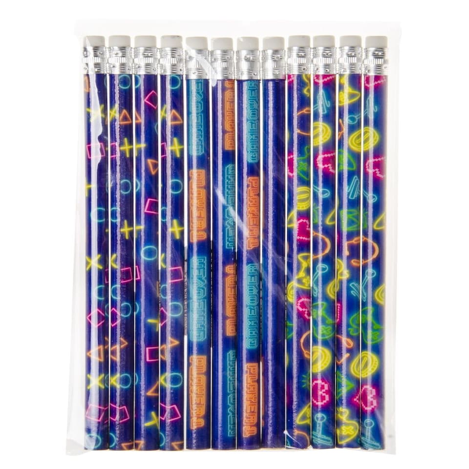 image 1 of Pack of 12 Gamer Design Pencils with Eraser