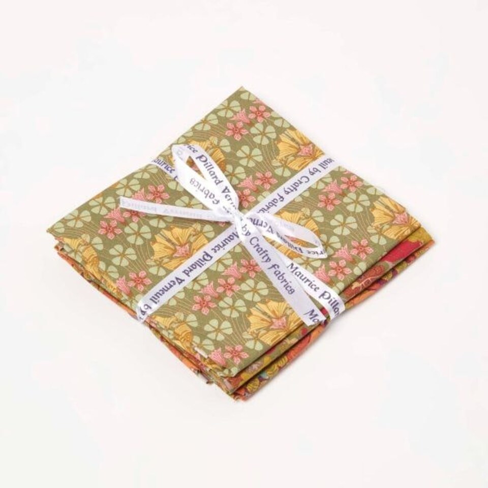 image 1 of Homescapes Set of 4 Art Deco Fat Quarters Fabric Bundles - Green Palette Multi