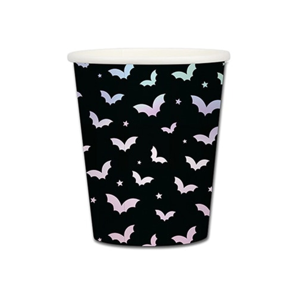 Holographic Bats Halloween Paper Cups 300ml - Pack of 20