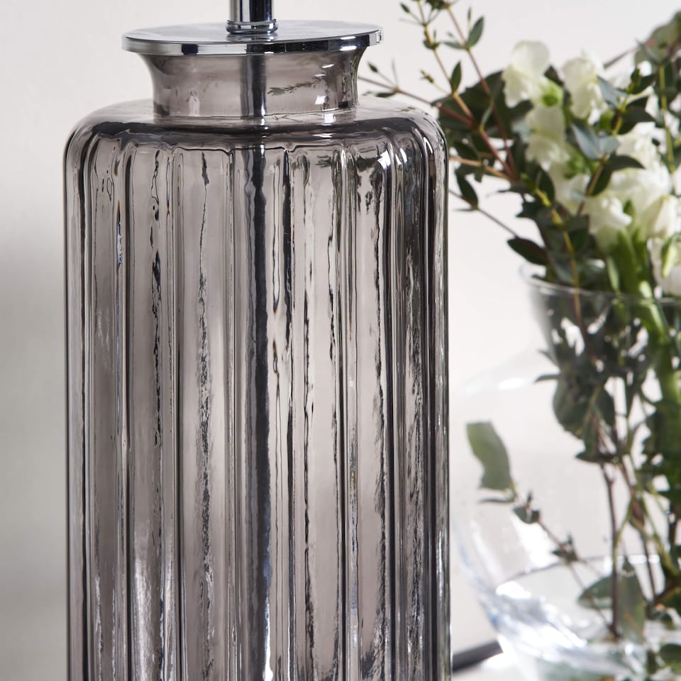 image 1 of Brock Black Smoked Glass Table Lamp