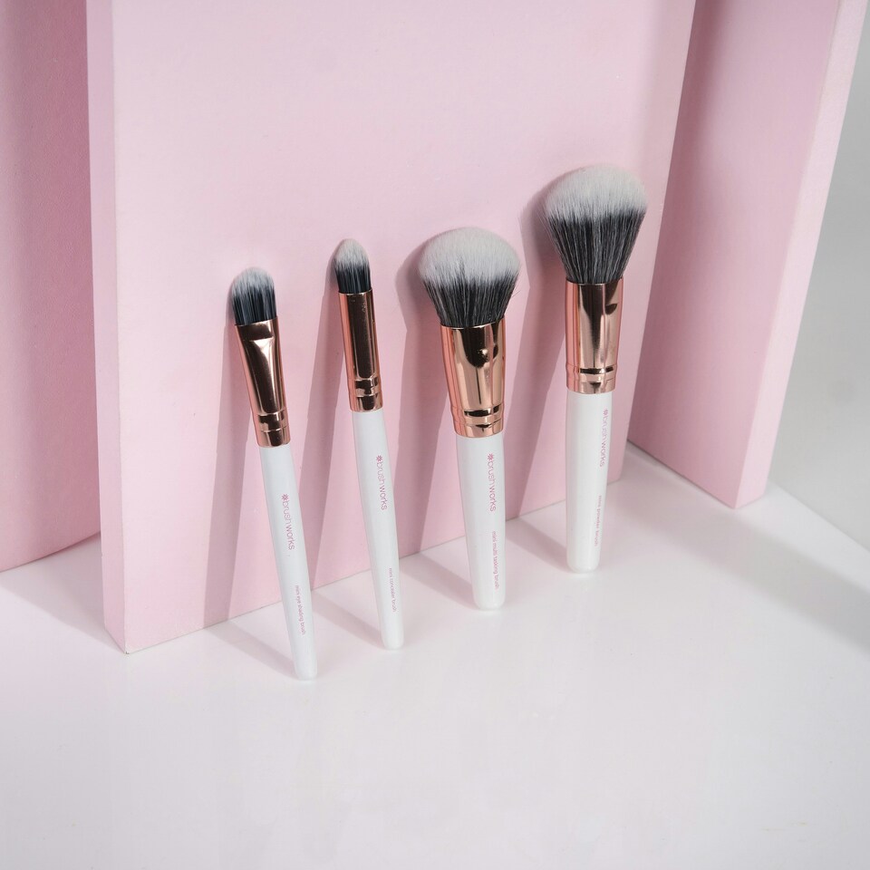 image 1 of Brushworks White & Gold Travel Makeup Brush Set