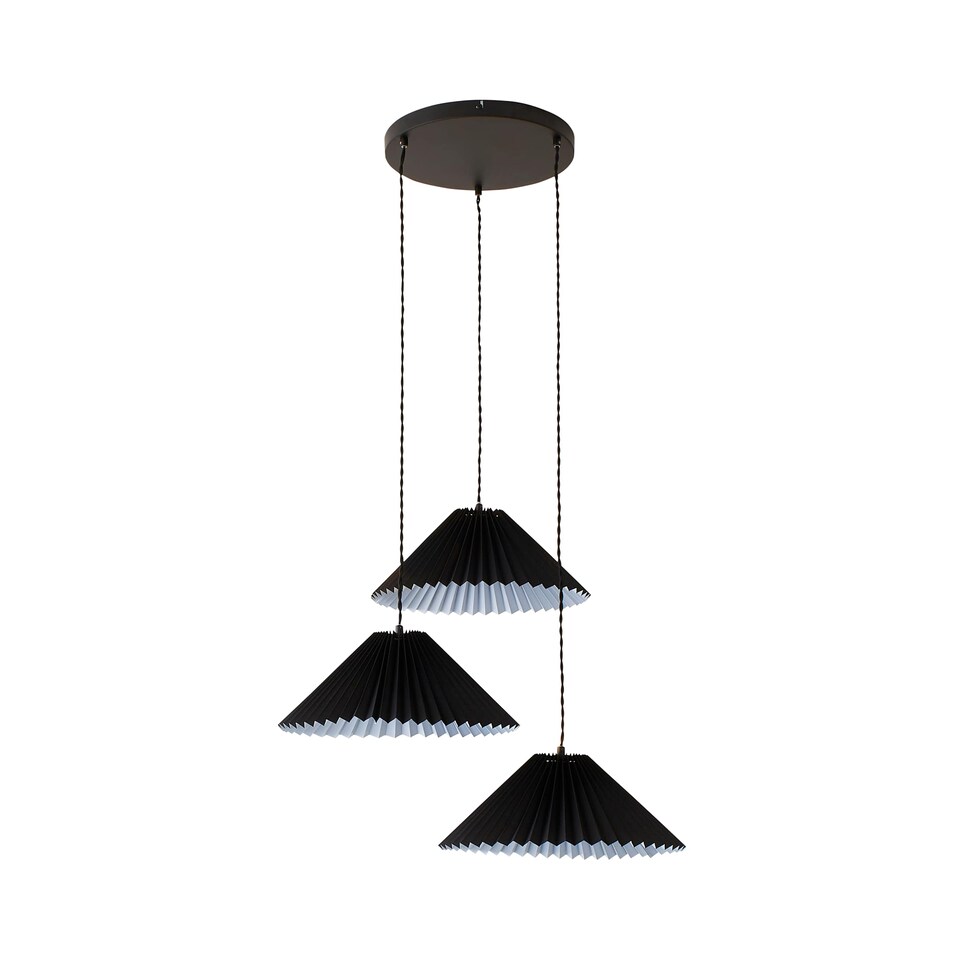 image 1 of ValueLights Akira Black 3 Way Pendant Ceiling Light Pleat Shade | Black