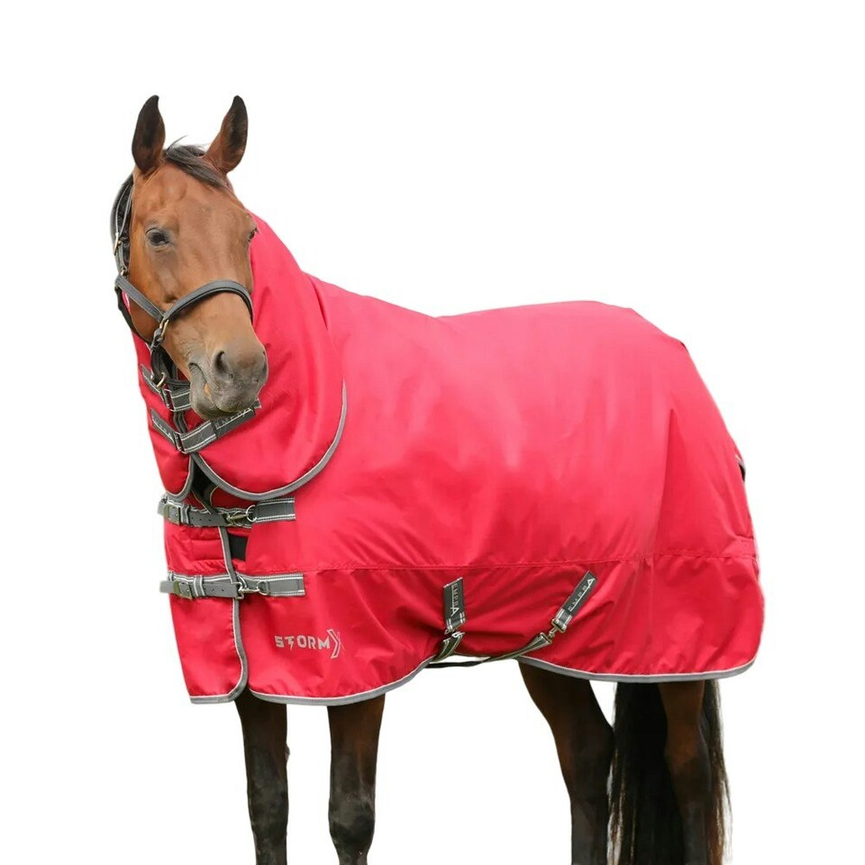 image 1 of StormX Empra Combi Combo Neck 300g Horse Turnout Rug - Red - 6´ 3"
