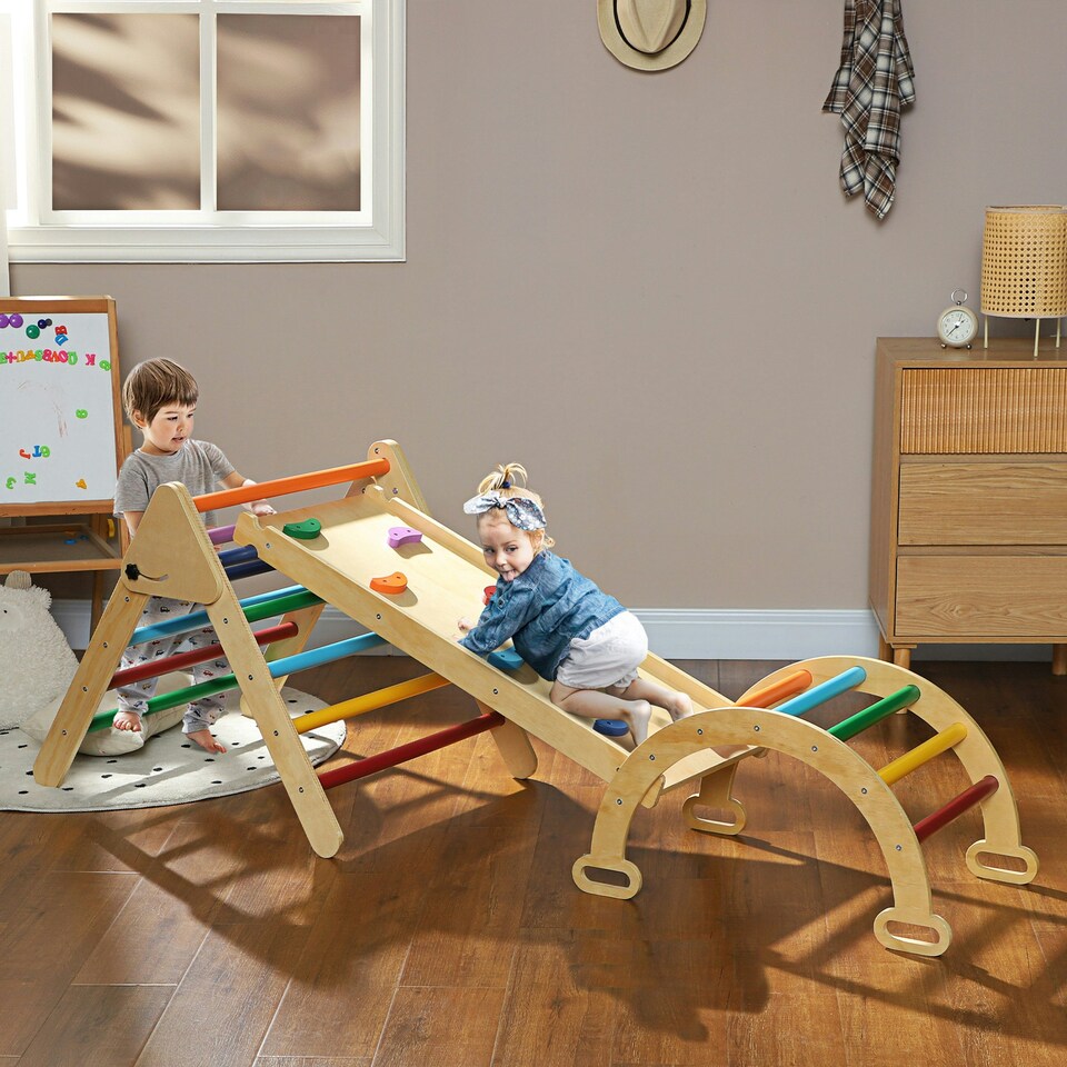 image 1 of AIYAPLAY 5-in-1 Toddler Climbing Frame with Ramp, Arch, for 18-48 Months