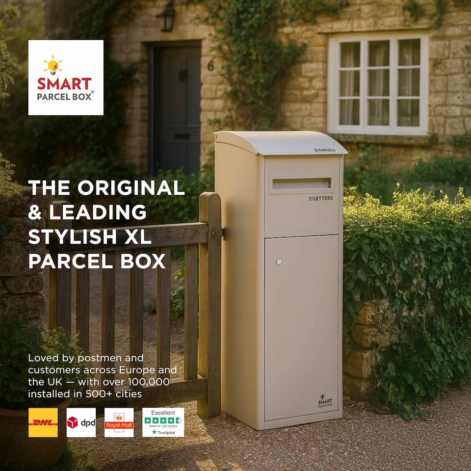 image 1 of Smart Parcel Box® Extra-Large Slanted Top Front Access Stone | Cream | 1