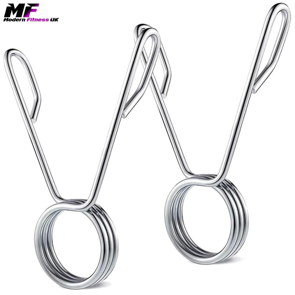 image 1 of Modern Fitness Silver Olympic Barbell Clamps Professional 50mm Aluminium Quick-Release Locking Collars Pair