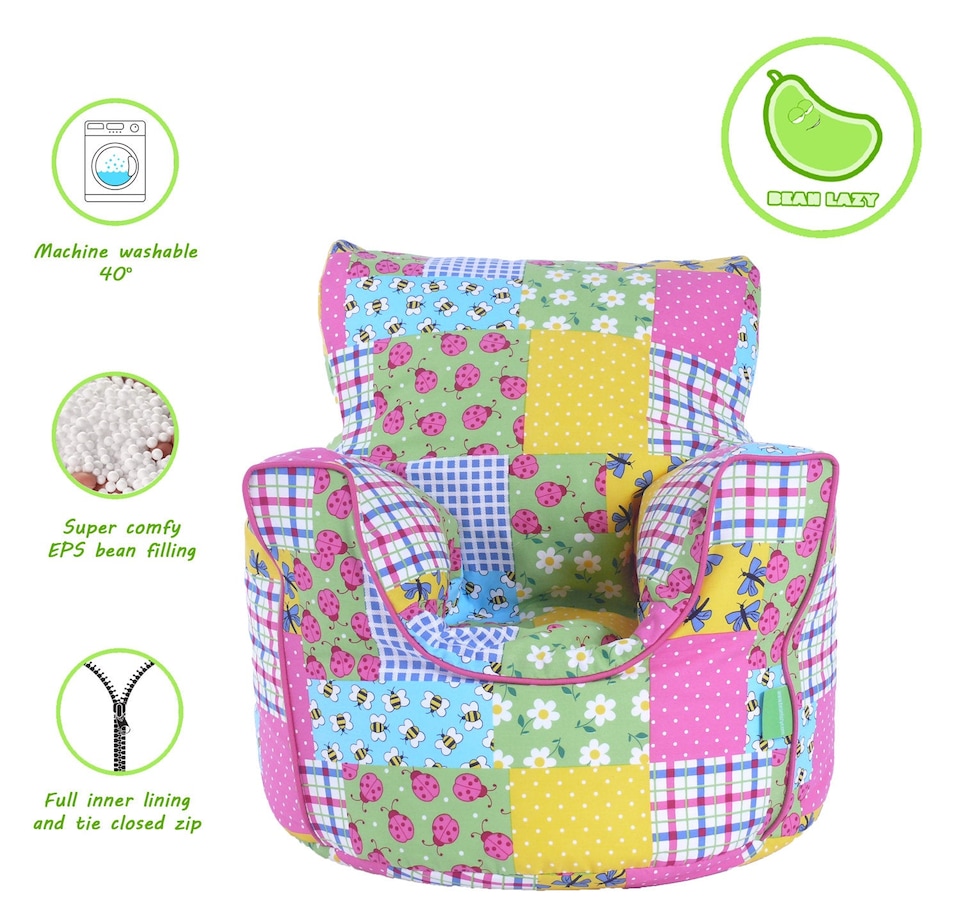image 1 of Bean Lazy Patchwork Ladybird Bean Bag Armchair Toddler Size