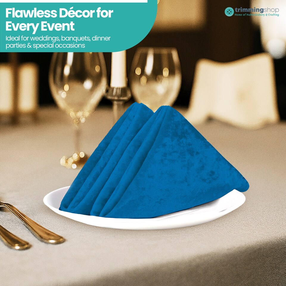 image 1 of Square Crushed Velvet Napkins, Cloth with Hemmed Edges Napkins - 20 Inch