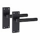 image 3 of Golden Grace 4 Pairs Victorian Straight T-Bar Door Handles Latch in Matt Black Finish - 120mm x 40mm Backplate Black
