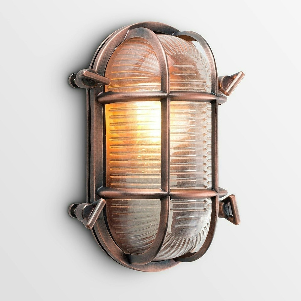 image 1 of ValueLights Bow Nautical Copper Bulkhead Wall Light Copper