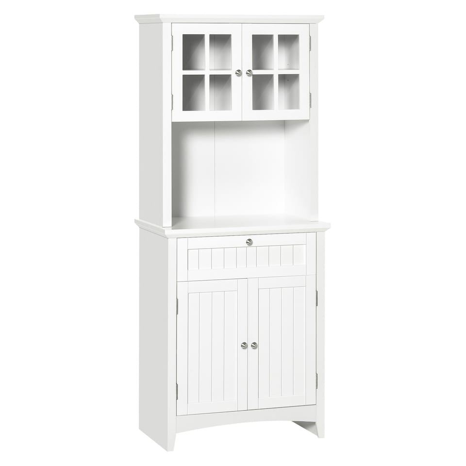 image 1 of HOMCOM Kitchen Storage Cupboard w/ Microwave Drawer for Dining Room, White