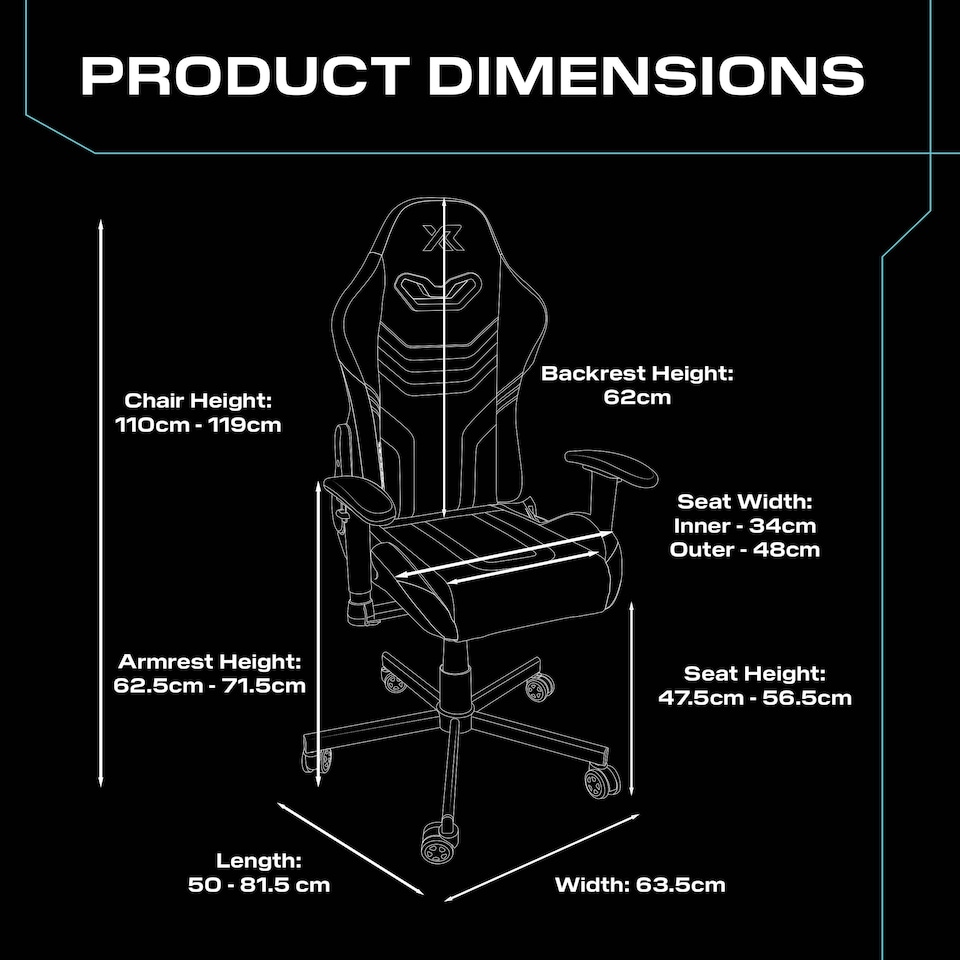 image 1 of Agility Compact Ergonomic PC Gaming Chair for Juniors - Black / Blue