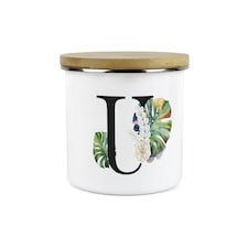 Green & Gold Letter U Large Storage Canister | White | Letter U